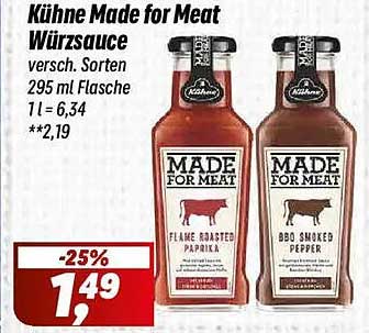 Kühne Made for Meat Würzsauce versch. Sorten 295 ml Flasche 1 l = 6,34