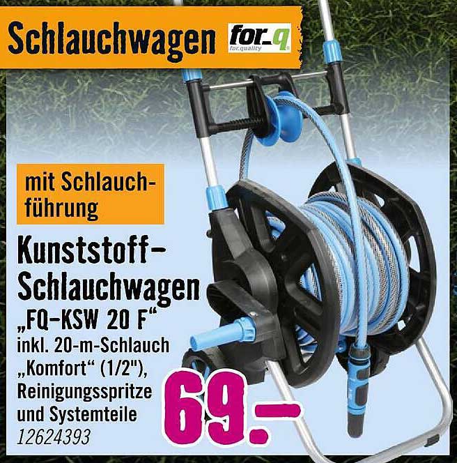 Kunststoff-Schlauchwagen „FU-KSW 20 F“ inkl. 20-m-Schlauch „Komfort“ (1/2"), Reinigungsspritze und Systemteile