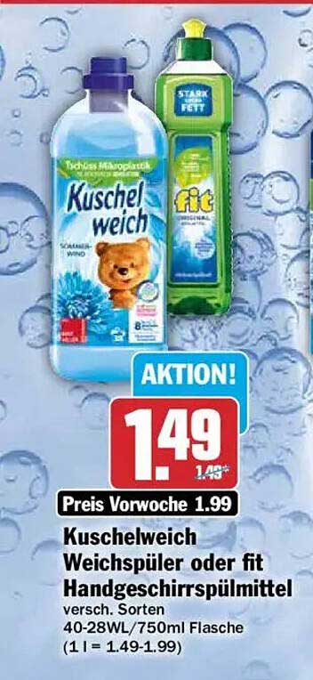 Kuschelweich Weichspüler oder fit Handgeschirrspülmittel