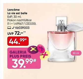 Lancôme La vie est belle EdP, 30 ml, Flakon nachfüllbar (1 l = 1.499,67 / 1.333,00), K6039003