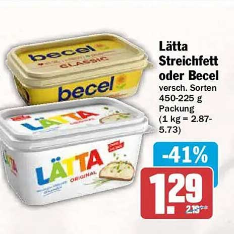 Lätta Streichfett oder Becel