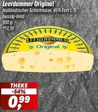 Leerdammer Original holländischer Schnittkäse, 45% Fett i. Tr. nussig-mild 100 g