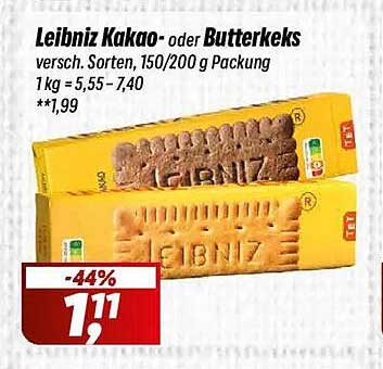Leibniz Kakao- oder Butterkeks versch. Sorten, 150/200 g Packung