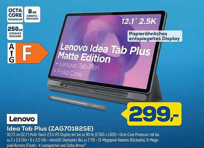 Lenovo Idea Tab Plus Matte Edition + Lenovo Tab Pen + Folio Case