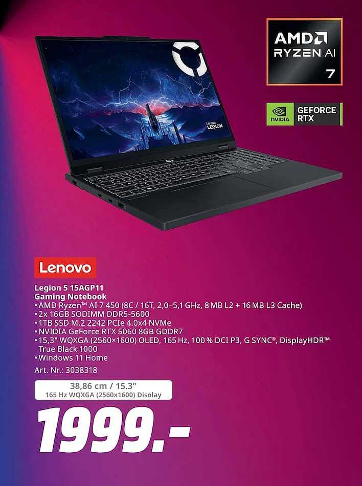 Lenovo Legion 5 15AGP11 Gaming Notebook