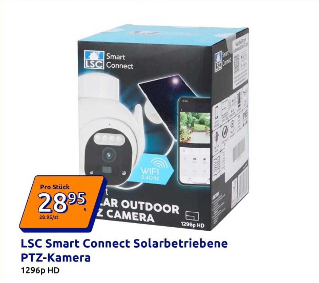 LSC Smart Connect Solarbetriebene PTZ-Kamera 1296p HD
