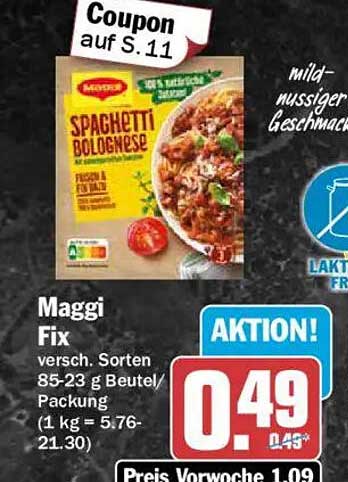 Maggi Fix versch. Sorten 85-23 g Beutel/Packung (1 kg = 5.76-21.30)