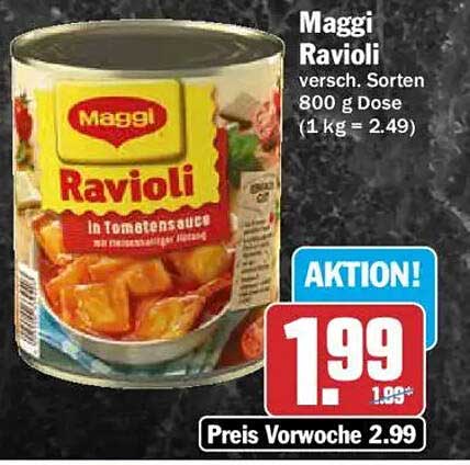 Maggi Ravioli versch. Sorten 800 g Dose (1 kg = 2.49)