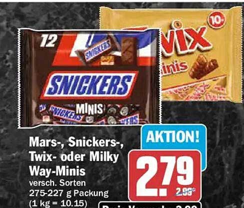 Mars-, Snickers-, Twix- oder Milky Way-Minis