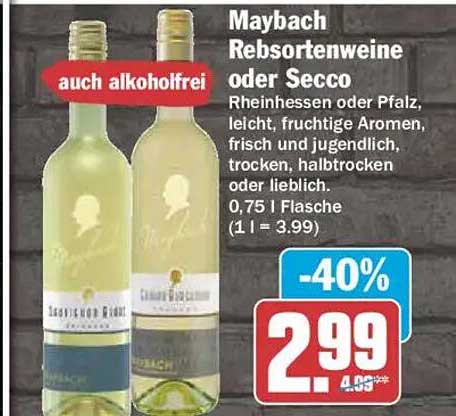 Maybach Rebsortenweine oder Secco