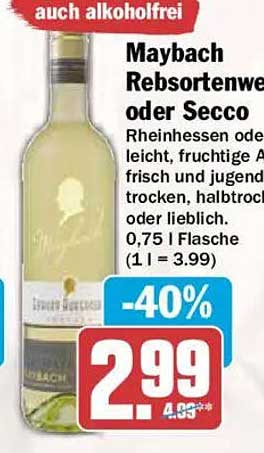 Maybach Rebsortenweine oder Secco