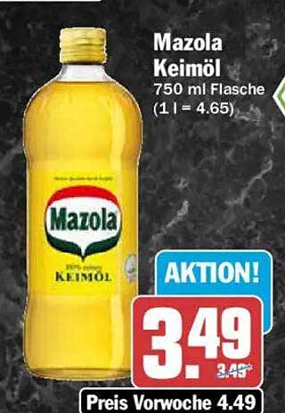 Mazola Keimöl 750 ml Flasche (1 l = 4.65)