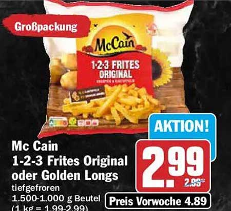 Mc Cain 1-2-3 Frites Original oder Golden Longs
