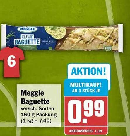 Meggle Baguette versch. Sorten 160 g Packung (1 kg = 7.40)