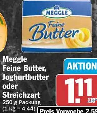 Meggle Feine Butter, Joghurtbutter oder Streichzart 250 g Packung