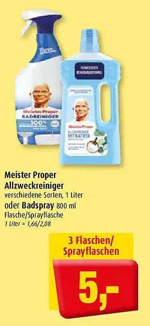 Meister Proper Allzweckreiniger verschiedene Sorten, 1 Liter oder Badspray 800 ml Flasche/Sprühflasche