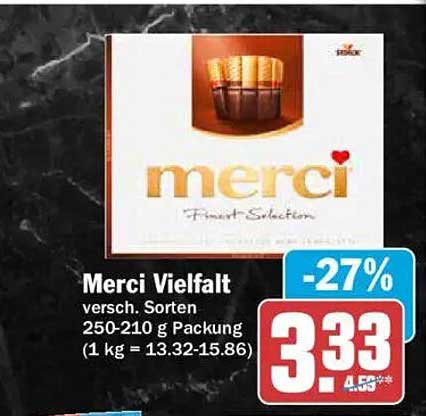 Merci Vielfalt versch. Sorten 250-210 g Packung (1 kg = 13.32-15.86)