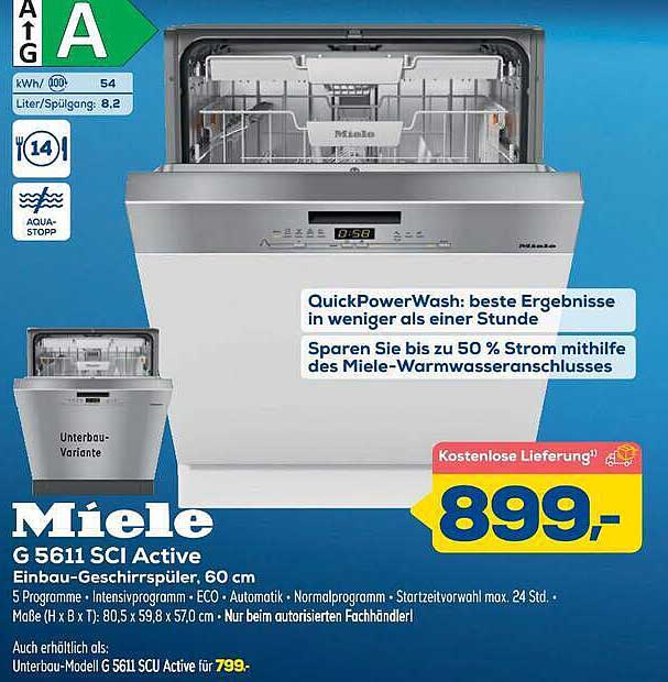 Miele G 5611 SCI Active Einbau-Geschirrspüler, 60 cm