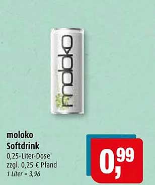 moloko Softdrink 0,25-Liter-Dose zzgl. 0,25 € Pfand 1 Liter = 3,96