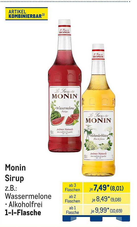 Monin Sirup z.B.: Wassermelone · Alkoholfrei 1-l-Flasche