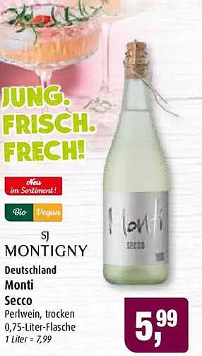 Montigny Deutschland Monti Secco Perlwein, trocken, 0,75-Liter-Flasche