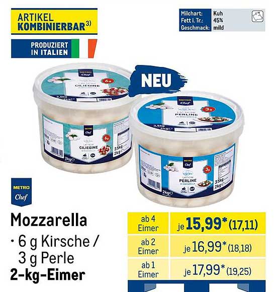 Mozzarella • 6 g Kirsche / 3 g Perle 2-kg-Eimer