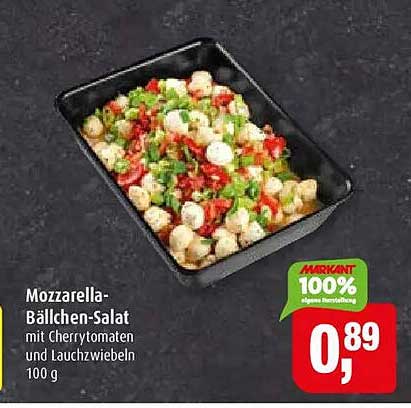 Mozzarella-Bällchen-Salat mit Cherrytomaten und Lauchzwiebeln 100 g