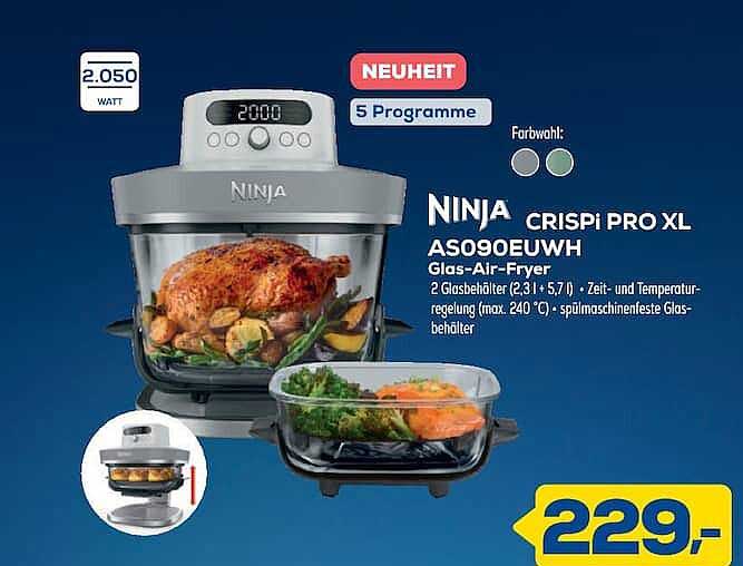 NINJA CRISPi PRO XL AS090EUWH Glas-Air-Fryer