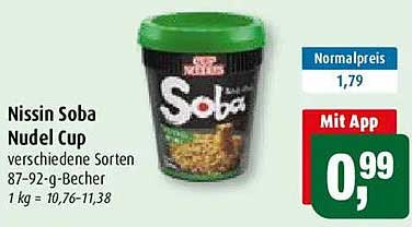Nissin Soba Nudel Cup verschiedene Sorten 87-92-g-Becher 1 kg = 10,76-11,38