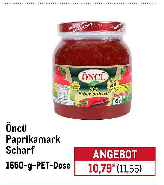 Öncü Paprikamark Scharf 1650-g-PET-Dose