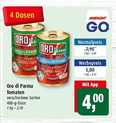 Oro di Parma Tomaten verschiedene Sorten 400-g-Dose 1 kg = 2,50