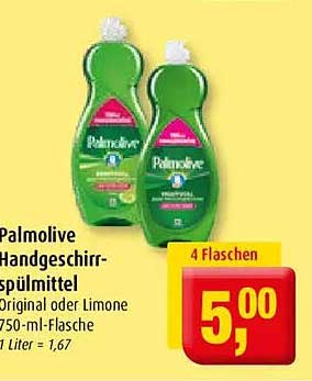 Palmolive Handgeschirrspülmittel Original oder Limone 750-ml-Flasche 1 Liter = 1,67