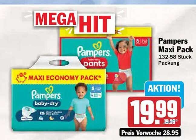 Pampers Maxi Pack 132-58 Stück Packung