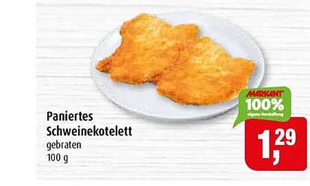 Paniertes Schweinekotelett gebraten 100 g