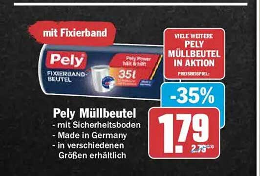 Pely Müllbeutel - mit Sicherheitsboden - Made in Germany - in verschiedenen Größen erhältlich
