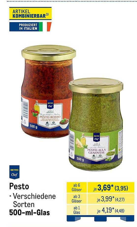 Pesto • Verschiedene Sorten 500-ml-Glas