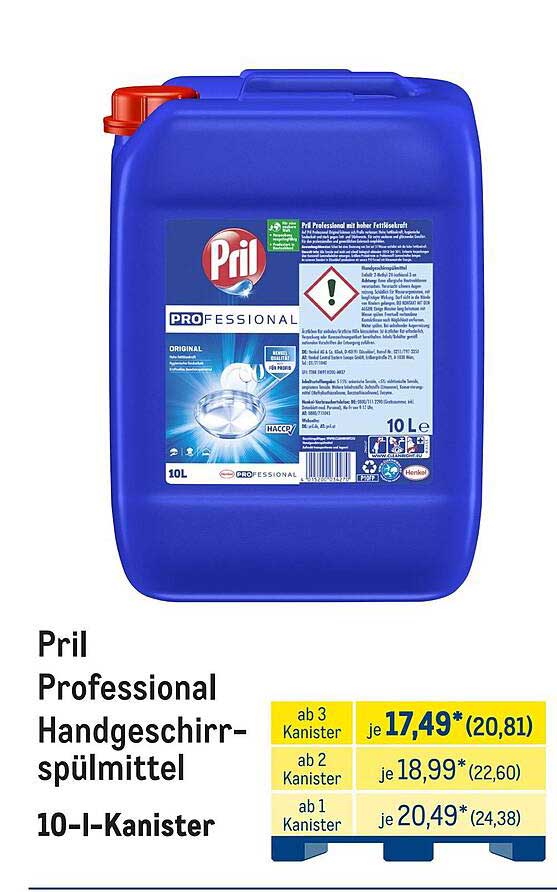 Pril Professional Handgeschirrspülmittel 10-l-Kanister
