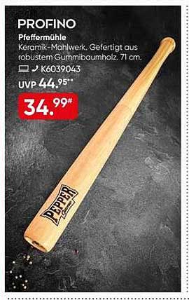 PROFINO Pfeffermühle Keramik-Mahlwerk. Gefertigt aus robustem Gummibaumholz, 71 cm.