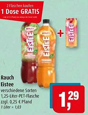 Rauch Eistee verschiedene Sorten 1,25-Liter-PET-Flasche zzgl. 0,25 € Pfand 1 Liter = 1,03