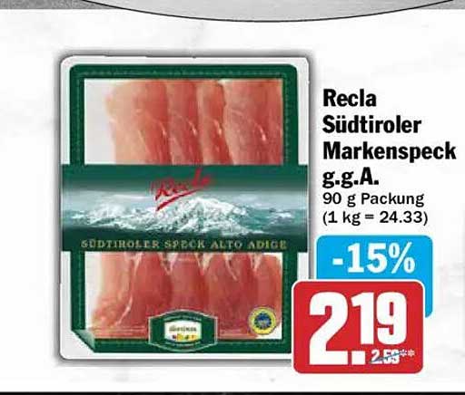 Recla Südtiroler Markenspeck g.g.A. 90 g Packung (1 kg = 24.33)
