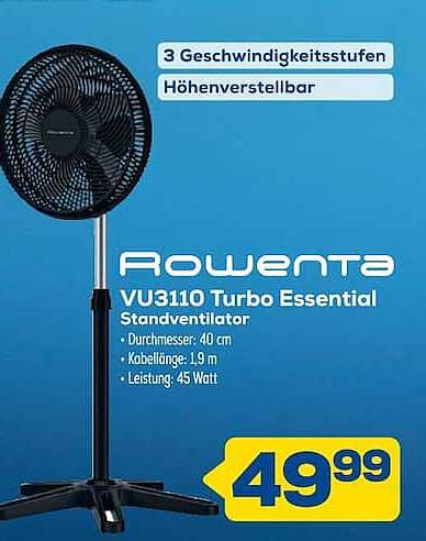 Rowenta VU3110 Turbo Essential Standventilator