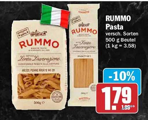 RUMMO Pasta versch. Sorten 500 g Beutel (1 kg = 3.58)