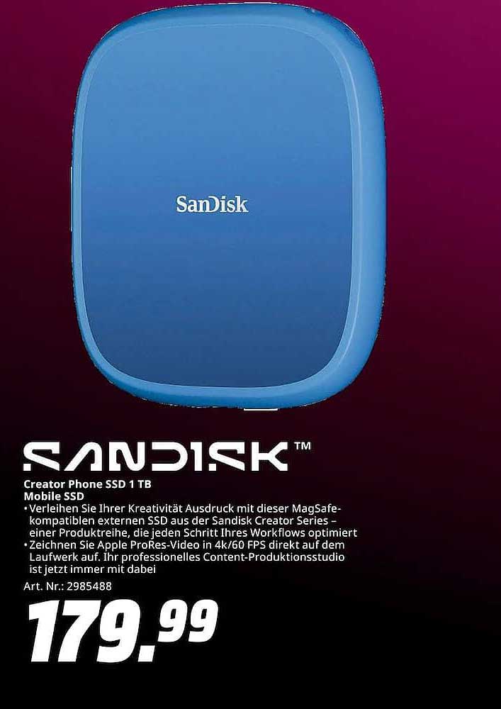 SanDisk Creator Phone SSD 1 TB Mobile SSD