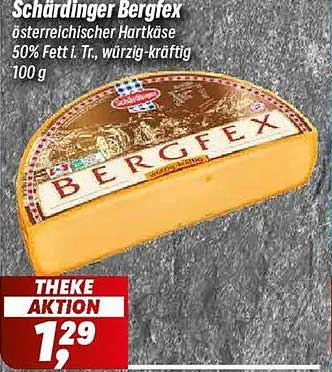 Schärdinger Bergfex österreichischer Hartkäse 50% Fett i. Tr., würzig-kräftig 100 g