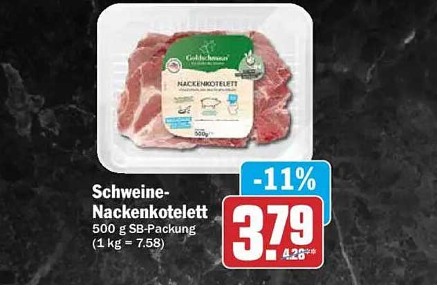Schweine-Nackensteaklett 500 g SB-Packung (1 kg = 7.58)