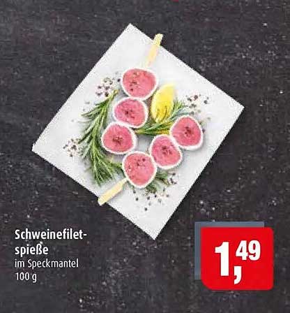 Schweinefilet-spieße im Speckmantel 100 g