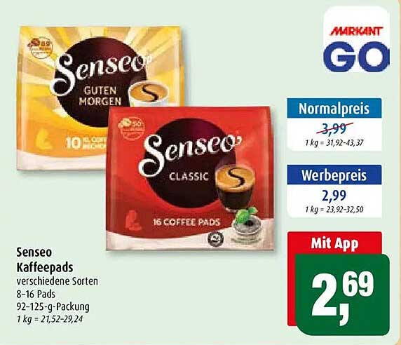 Senseo Kaffeepads verschiedene Sorten 8-16 Pads 92-125-g-Packung