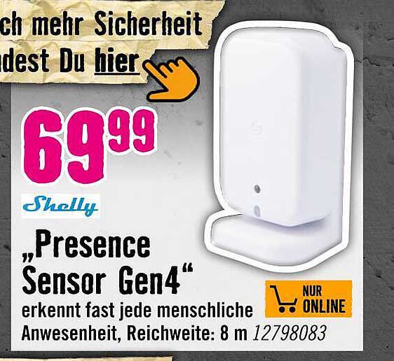 Shelly „Presence Sensor Gen4“ erkennt fast jede menschliche Anwesenheit, Reichweite: 8 m