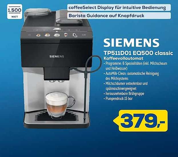 SIEMENS TP511D01 EQ500 classic Kaffeevollautomat