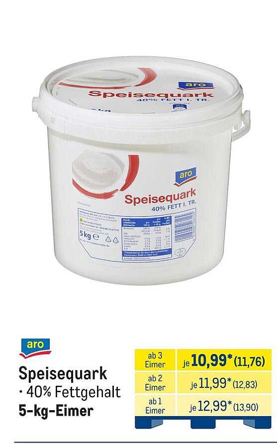 Speisequark • 40% Fettgehalt 5-kg-Eimer